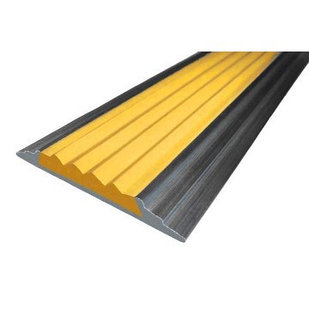 Алюминиевая полоса с резиновой вставкой 3000 мм. Цвет вставки: желтый