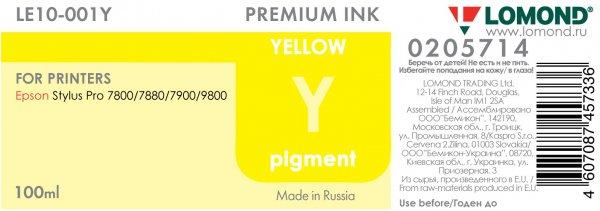 Чернила R270/L800 LOMOND LE10-001Y Yellow / Желтый 100ml Пигментные