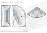 Акриловая аэрогидромассажная ванна на электронной кнопке плоская серия"CATANIA 160х110 R" с подсветкой, фото 2