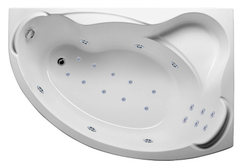 Акриловая аэрогидромассажная ванна на электронной кнопке плоская серия"CATANIA 160х110 R" с подсветкой