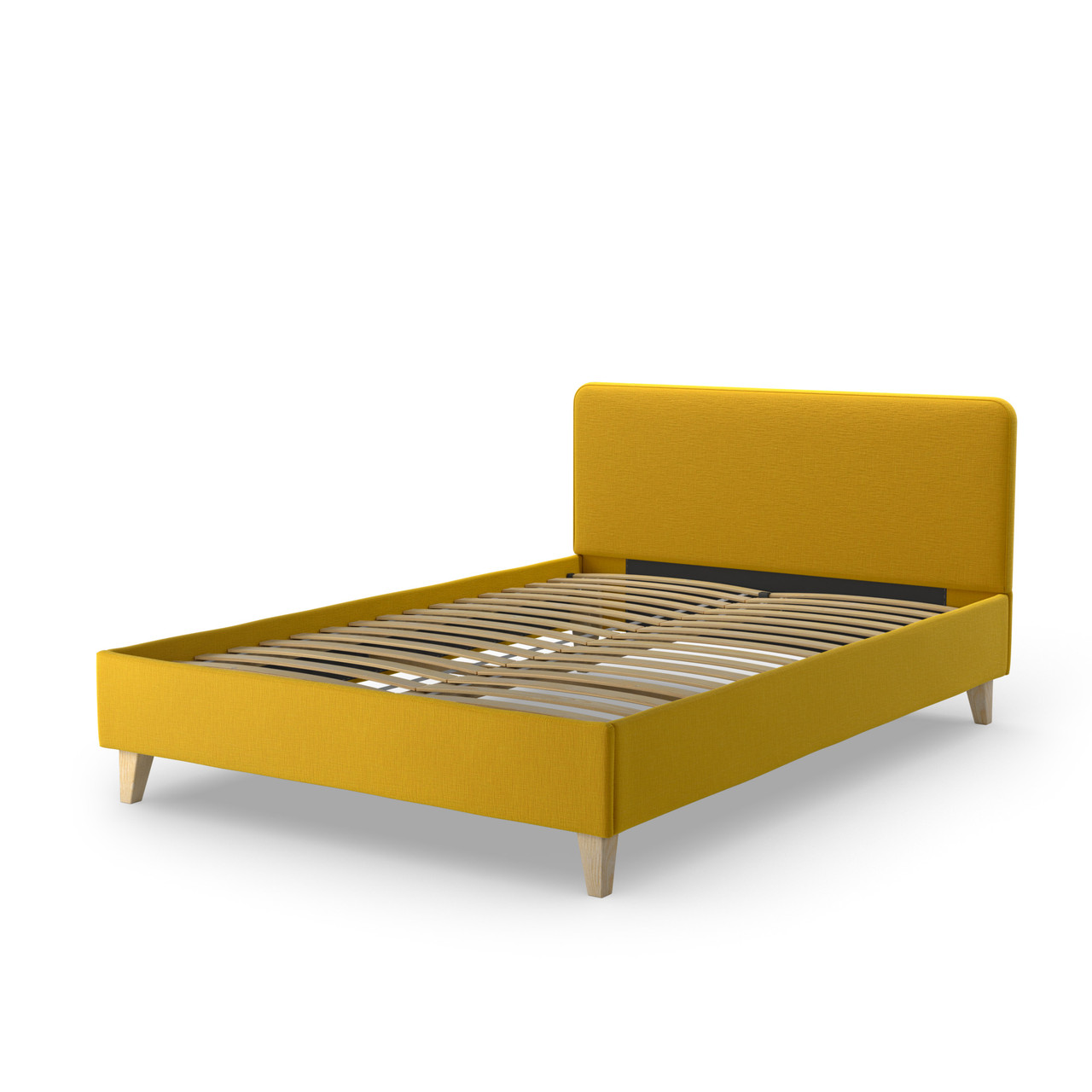 Кровать Salotti Сканди 160x200, рогожка, ткань Шифт, желтый - фото 2 - id-p102779954