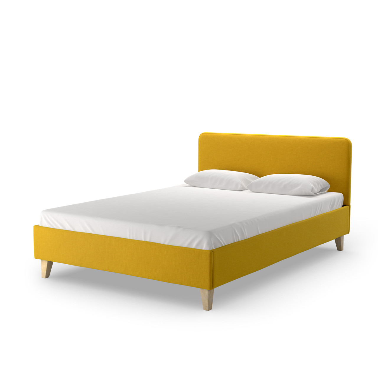 Кровать Salotti Сканди 140x200, рогожка, ткань Шифт, желтый - фото 1 - id-p102780136
