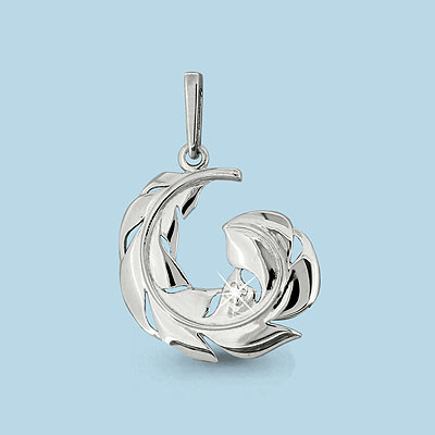 Серебряная подвеска  Фианит Aquamarine 22944А.6 позолота, фото 1