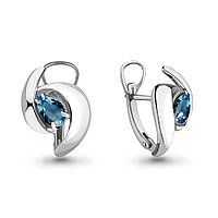 Серьги классика из серебра Топаз Лондон Блю Aquamarine 4489408.5 покрыто родием коллекц. Лагуна