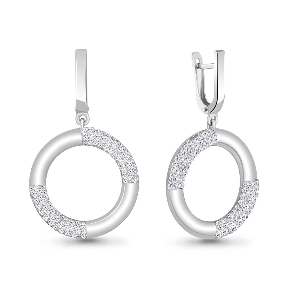 Серьги длинные Aquamarine 49525.5 покрыто родием