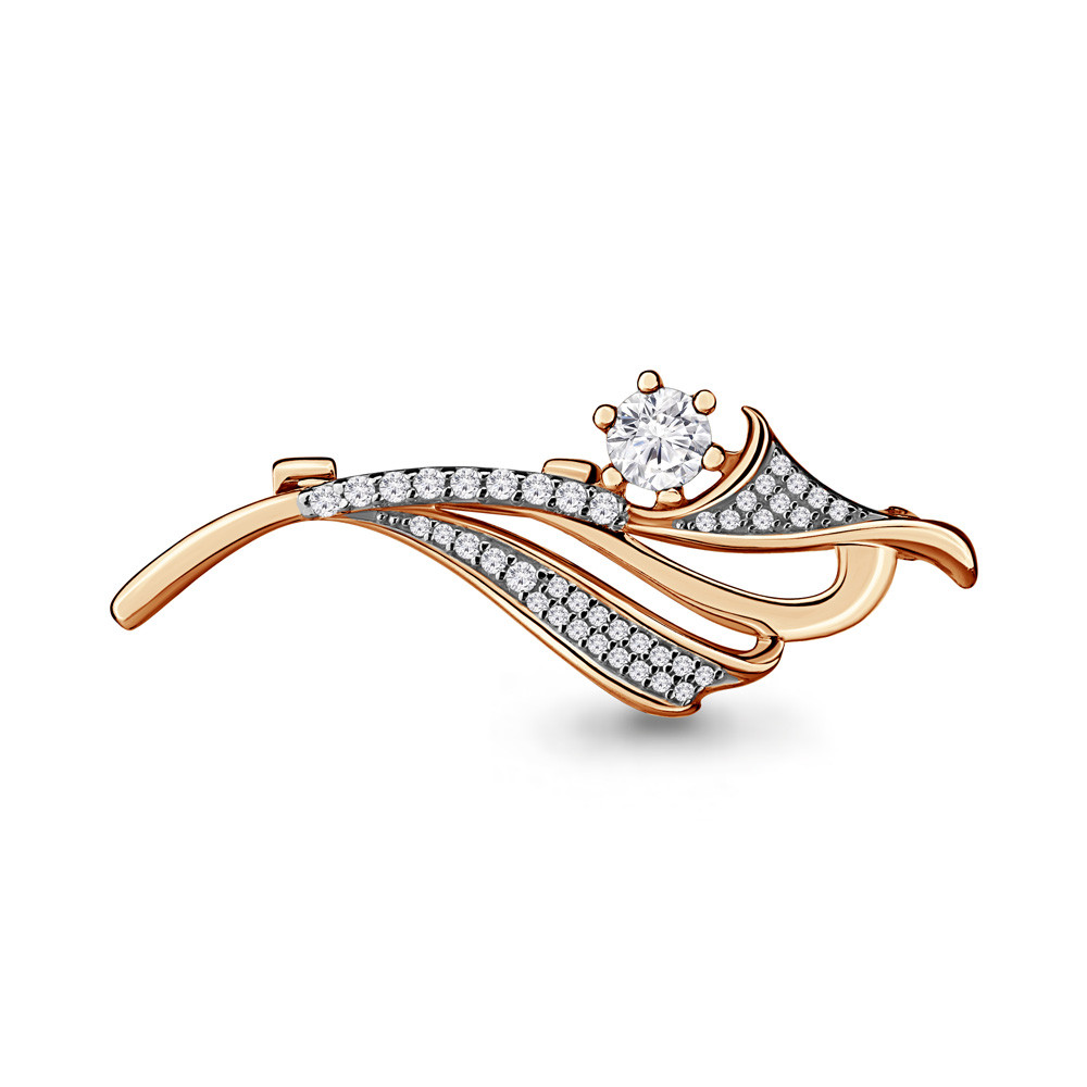 Серебряная брошь Фианит Aquamarine 71512А.6 позолота, фото 1