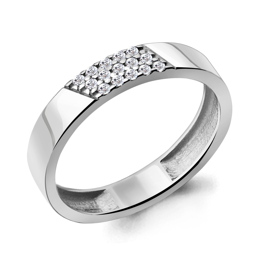 Серебряное обручальное кольцо Фианит Aquamarine 61674А.5 покрыто родием коллекц. Love story - фото 1 - id-p102794140