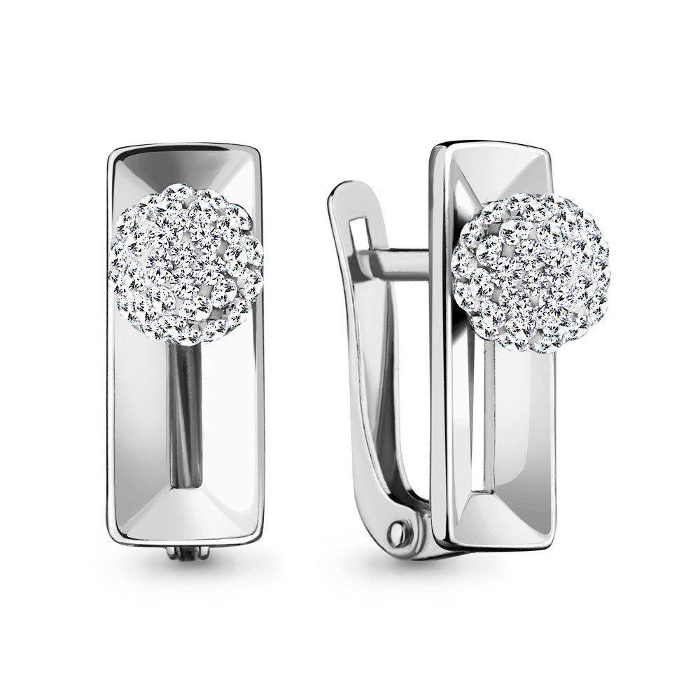 Серьги серебряные классические Стекло Aquamarine 43487.5 покрыто родием