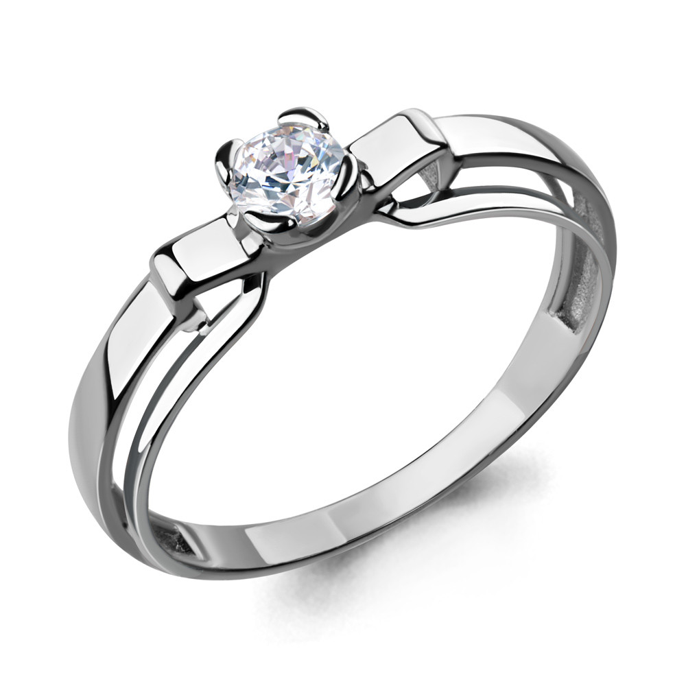 Серебряное помолвочное кольцо Фианит Aquamarine 66571.5 покрыто родием
