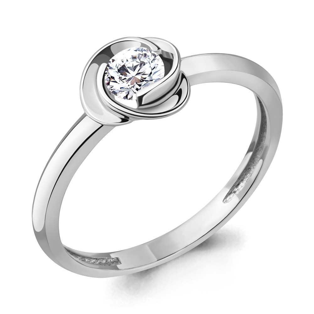 Серебряное кольцо Фианит Aquamarine 66108.5 покрыто родием