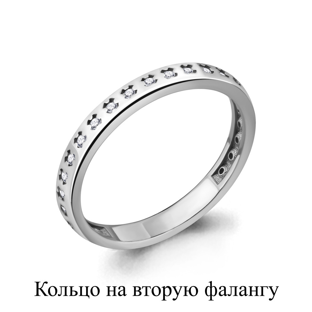 Серебряное кольцо на 2-ю фалангу Фианит Aquamarine 67504А.5 покрыто родием коллекц. Foxy