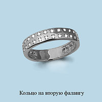 Серебряное кольцо на 2-ю фалангу Фианит Aquamarine 67503А.5 покрыто родием коллекц. Foxy