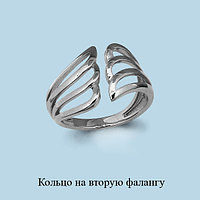 Серебряное кольцо на 2-ю фалангу Aquamarine 57002.5 покрыто родием коллекц. Foxy