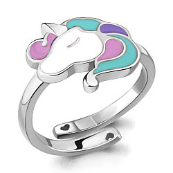 Серебряное детское кольцо Эмаль Aquamarine 57060.5 покрыто  родием коллекц. Happy