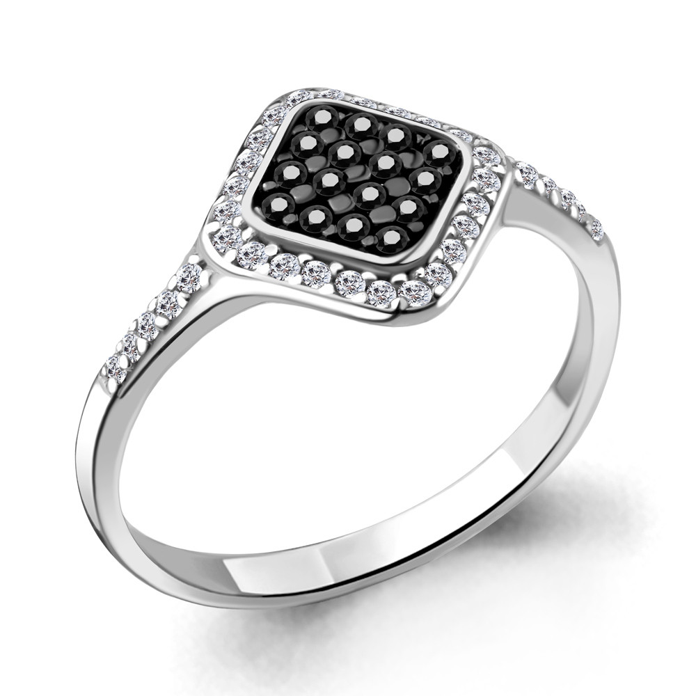 Кольцо серебряное классическое Фианит Нанокристалл Aquamarine 68961АЧ.5 покрыто родием, фото 1