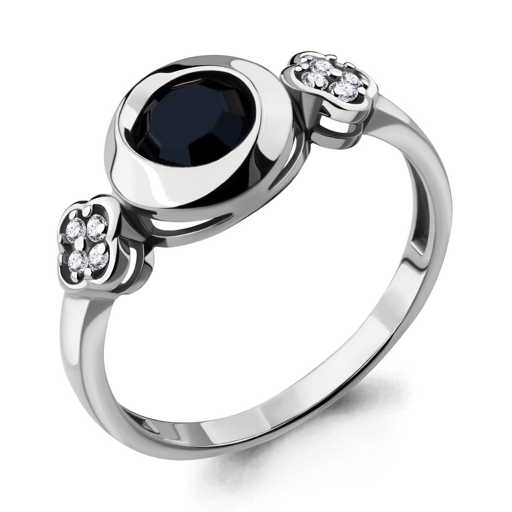 Серебряное кольцо Фианит Стекло Aquamarine 68304АЧ.5 покрыто родием коллекц. Аккорд