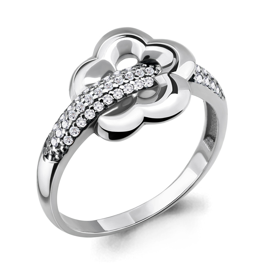 Серебряное кольцо Фианит Aquamarine 68258А.5 покрыто родием