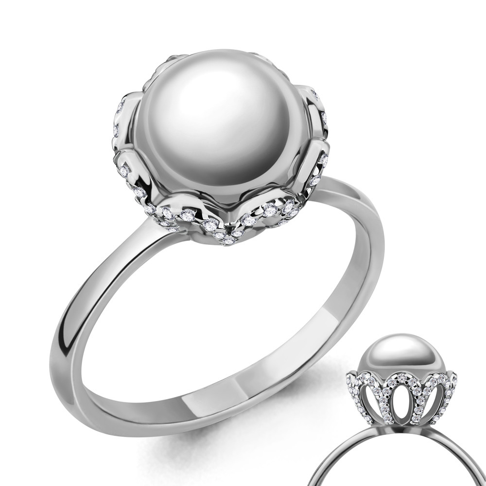 Серебряное кольцо  Фианит Aquamarine 68225А.5 покрыто  родием
