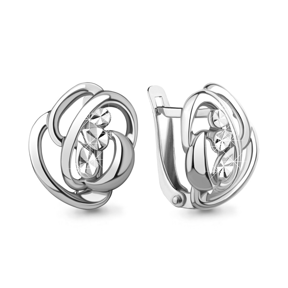 Серьги серебряные классические Aquamarine 34077.5 покрыто родием