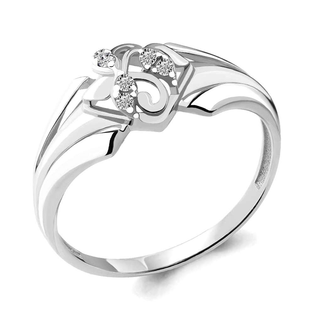 Серебряное кольцо Фианит Aquamarine 68155А.5 покрыто родием