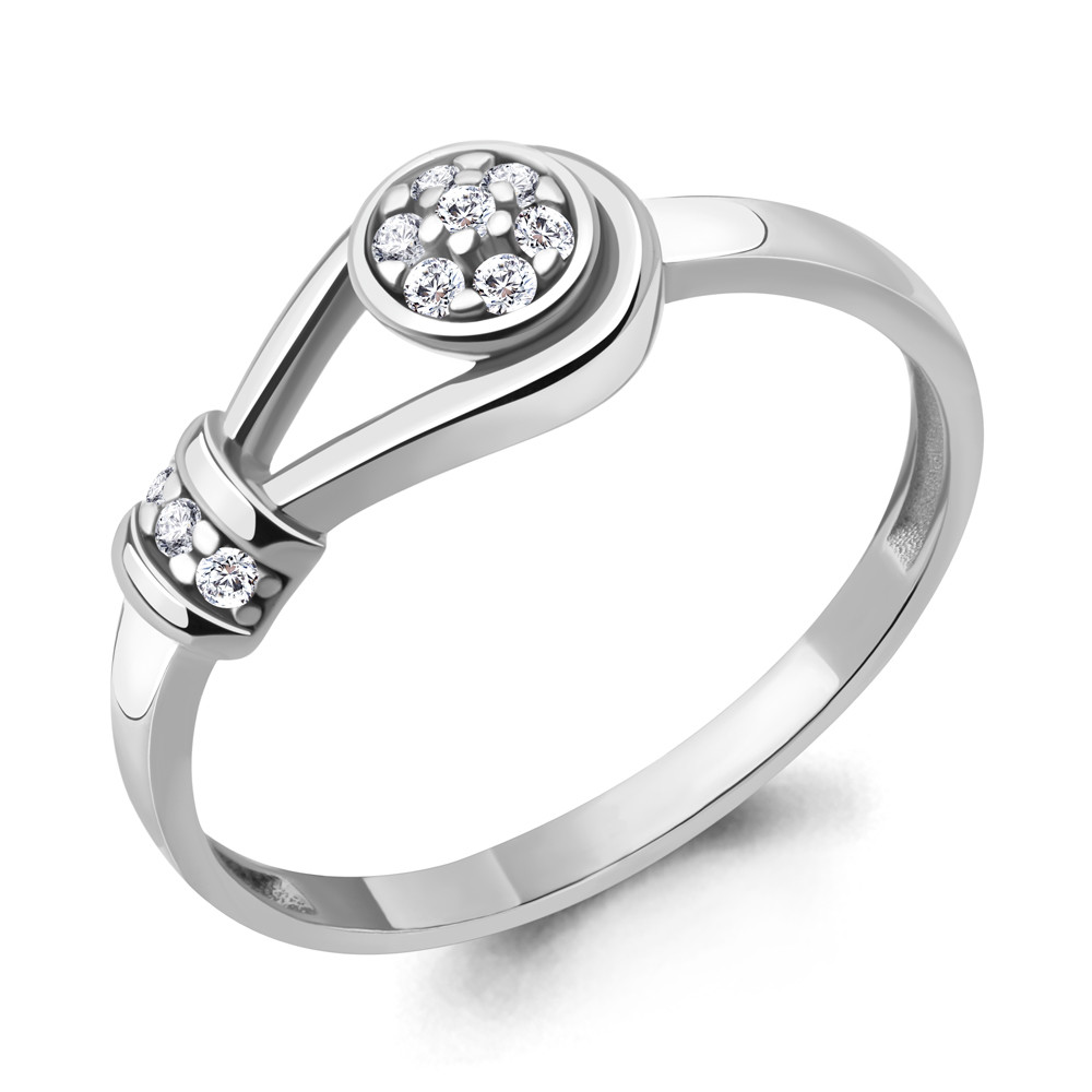 Кольцо серебряное классическое Фианит Aquamarine 67432А.5 серебро с родием