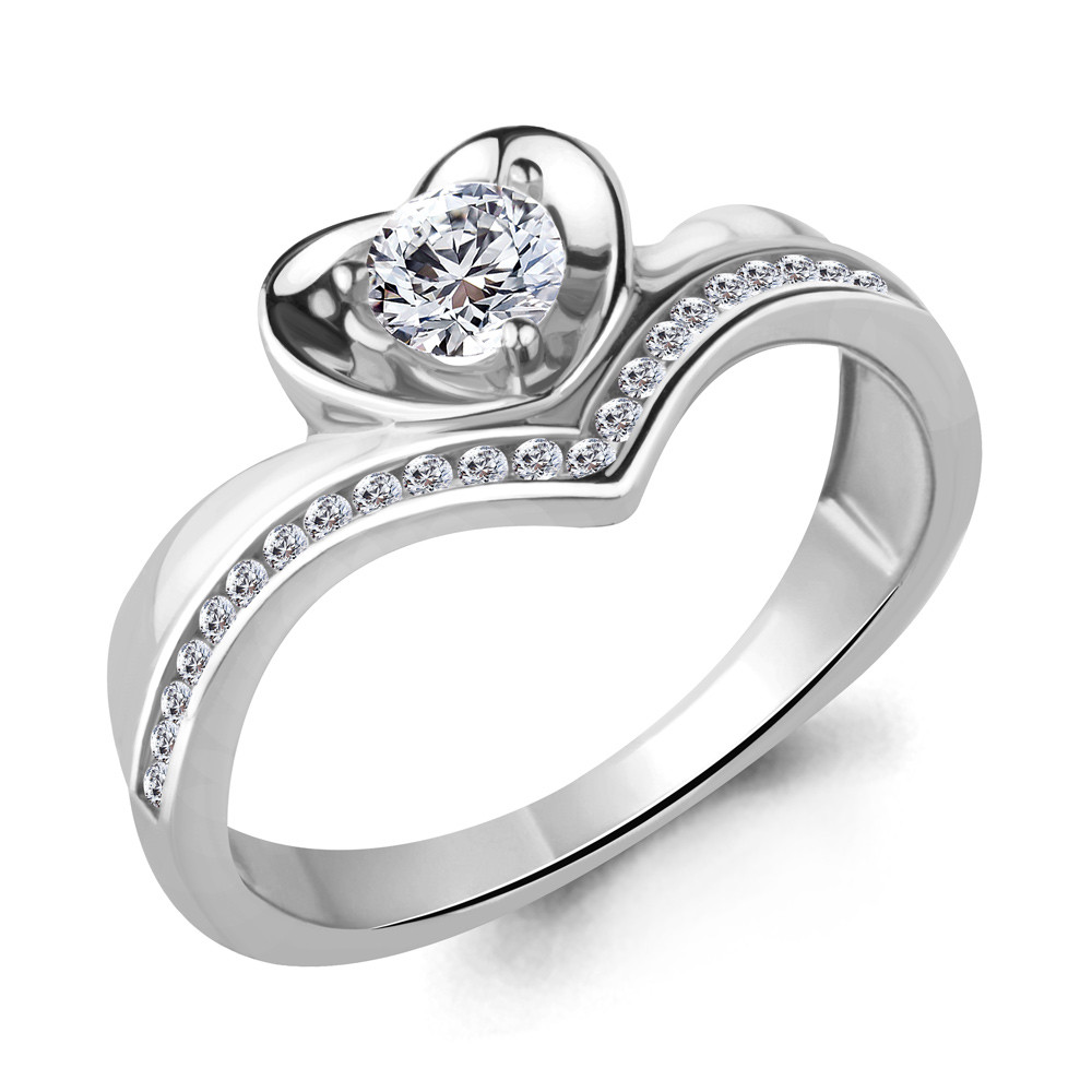 Серебряное кольцо Фианит Aquamarine 66578А.5 покрыто родием