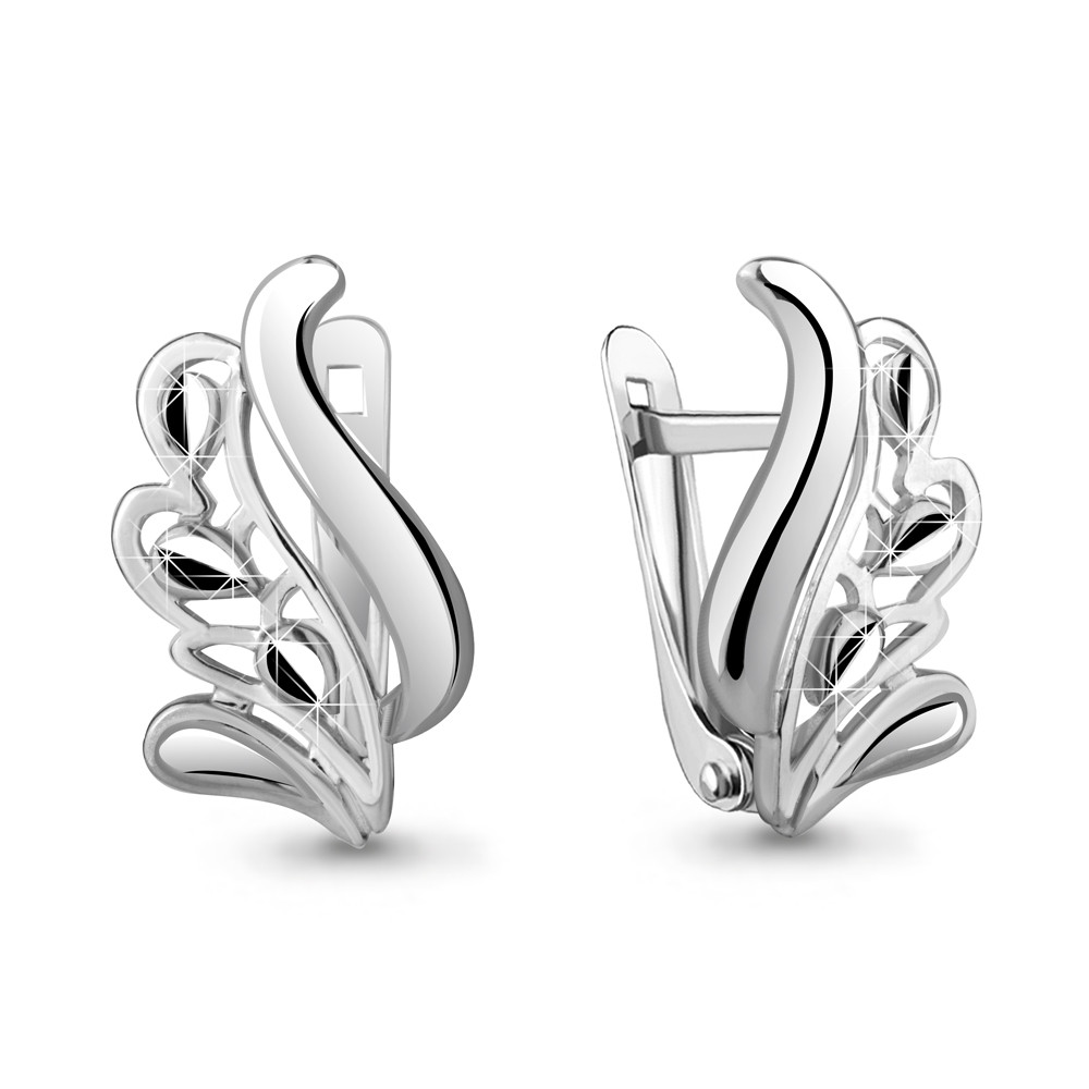 Серьги серебряные классические Aquamarine 34046.5 покрыто родием