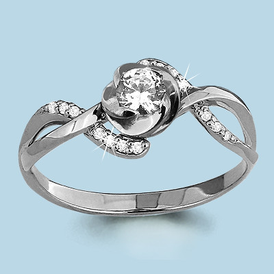 Серебряное кольцо Фианит Aquamarine 66069А.5 покрыто родием