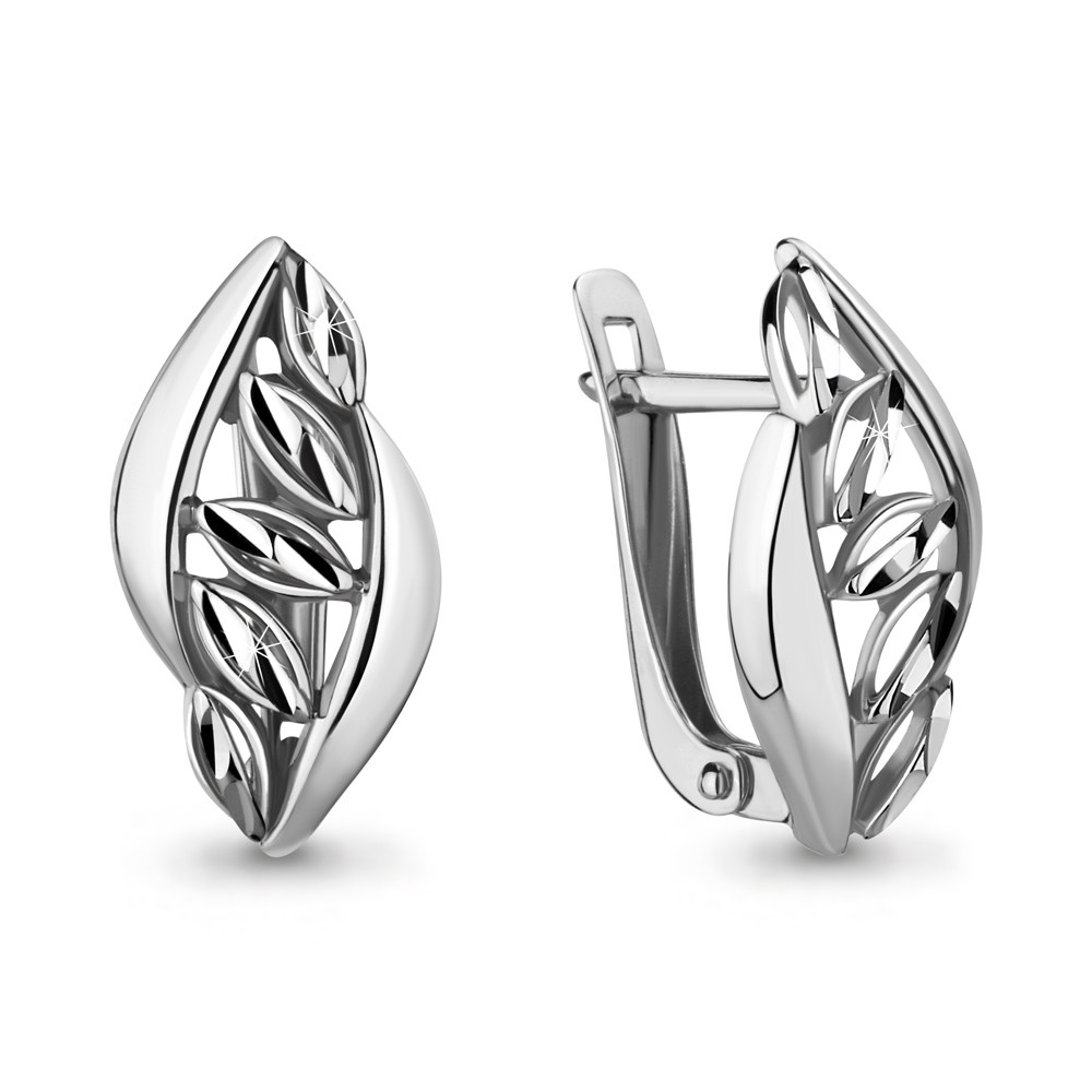 Серьги серебряные классические Aquamarine 33545.5 покрыто родием