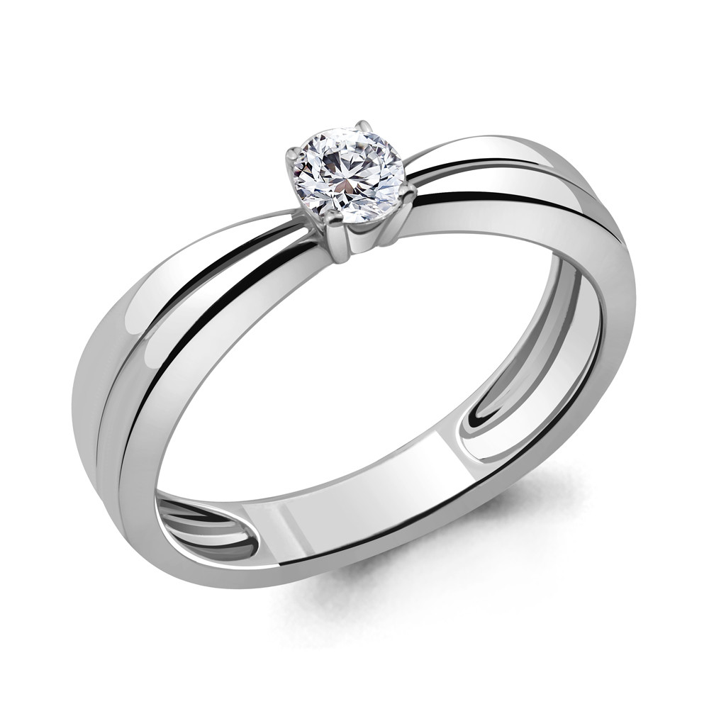 Серебряное кольцо Фианит Aquamarine 63229.5 покрыто родием