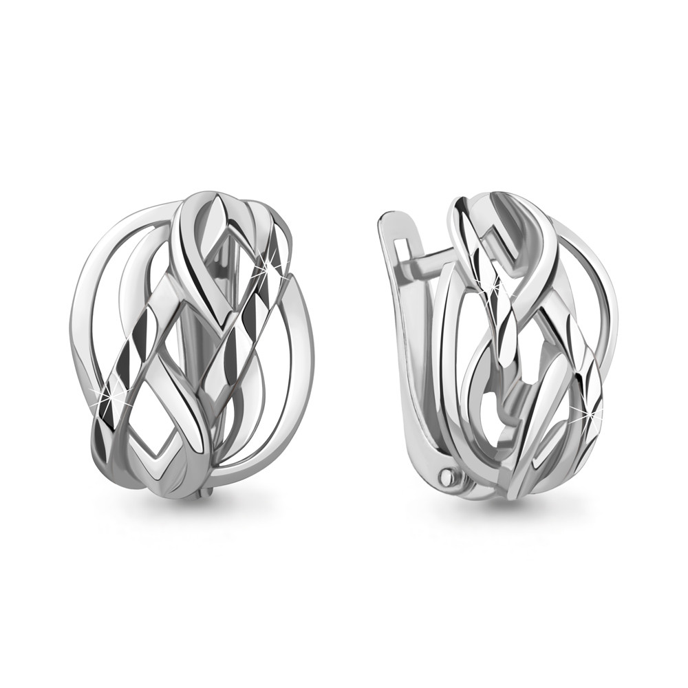 Серьги серебряные классические Aquamarine 31573.5 покрыто родием