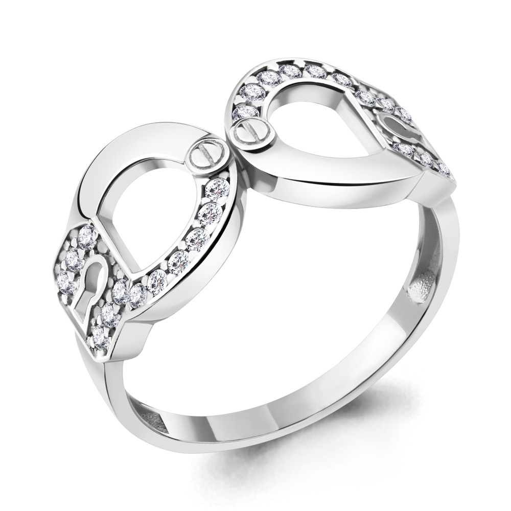 Серебряное кольцо Фианит Aquamarine 67122А.5 покрыто родием