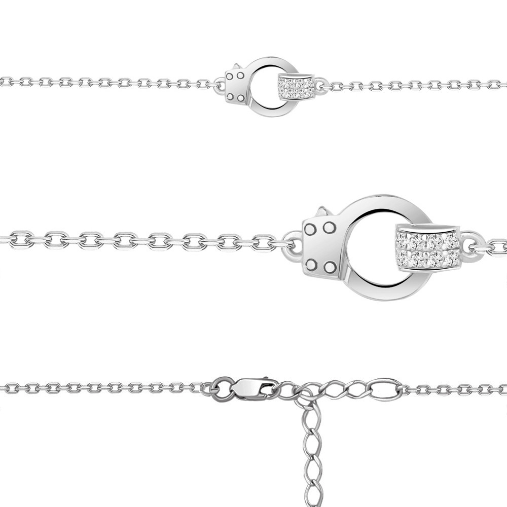 Серебряный браслет классический Aquamarine 74553А.5 покрыто родием коллекц. Brave