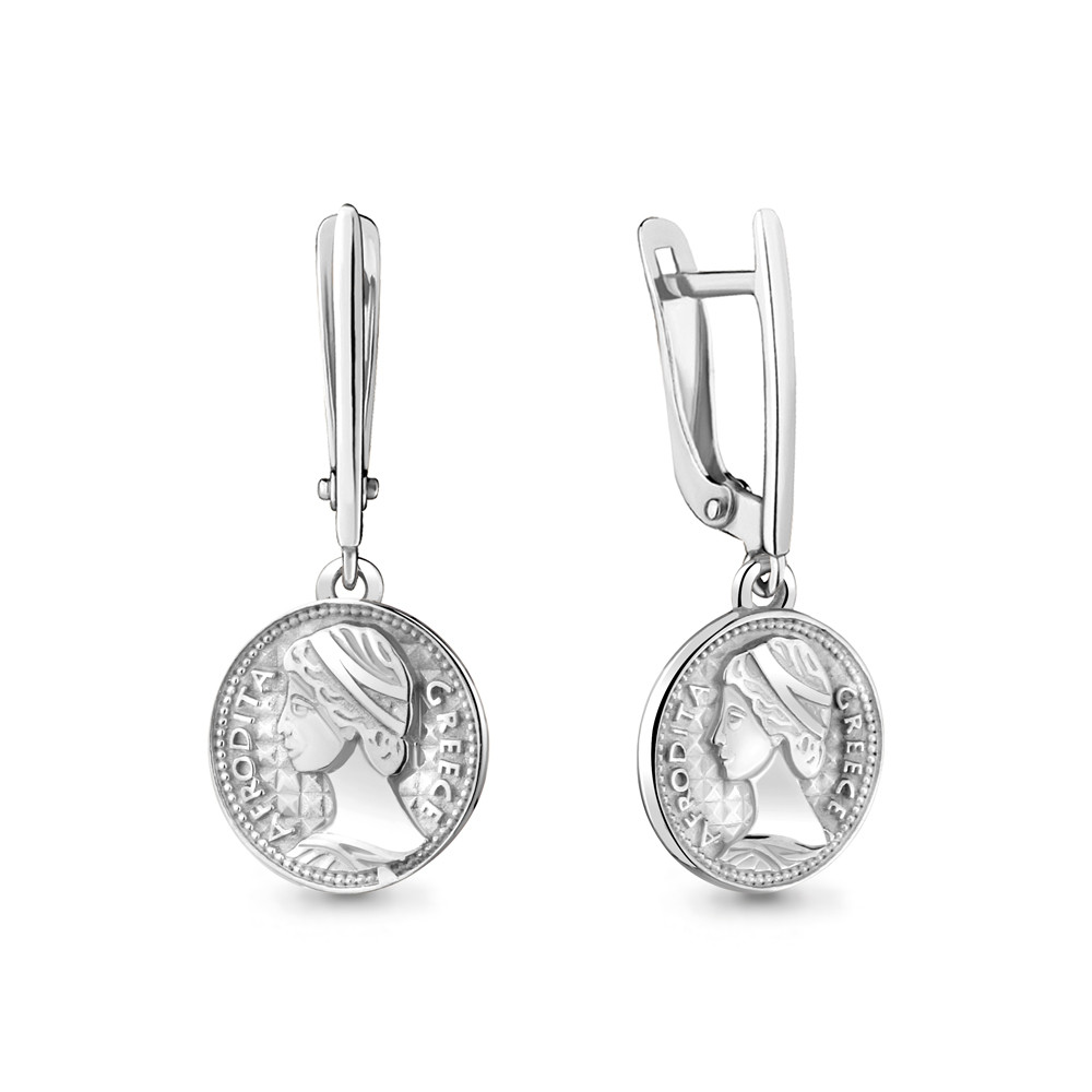 Серьги длинные из серебра Aquamarine 33742.5 покрыто родием