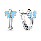 Серебряные детские серьги Эмаль Aquamarine 34023.5 серебро с родием вставка эмаль коллекц. Happy, фото 4