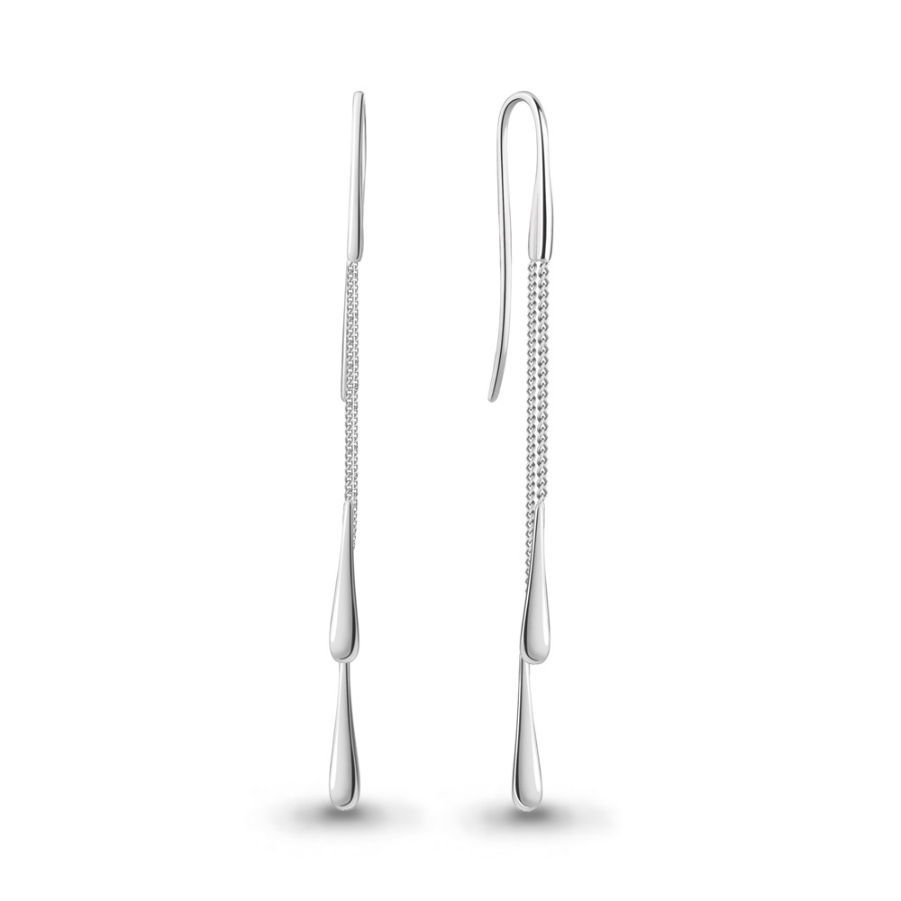 Серьги-скобы из серебра Aquamarine 34004.5 покрыто родием