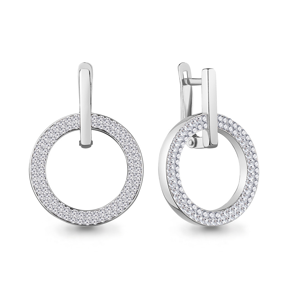 Серьги серебряные классические, Стекло Aquamarine 49522.5 покрыто родием