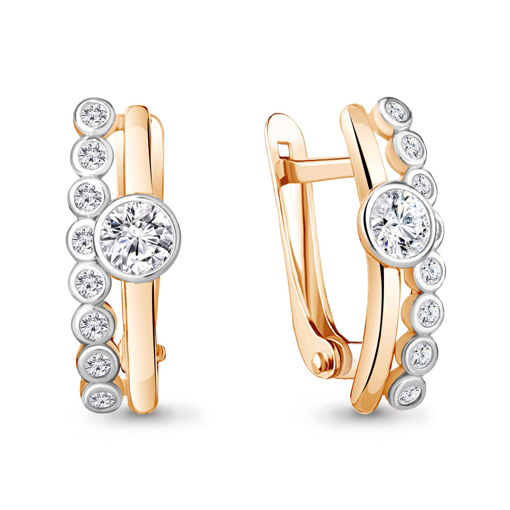 Серьги серебряные классические Фианит Aquamarine 49201А.6 позолота