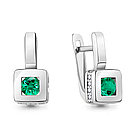 Серебряные серьги  Фианит  Наноизумруд Aquamarine 49462АГ.5  коллекц. Клеопатра, фото 4