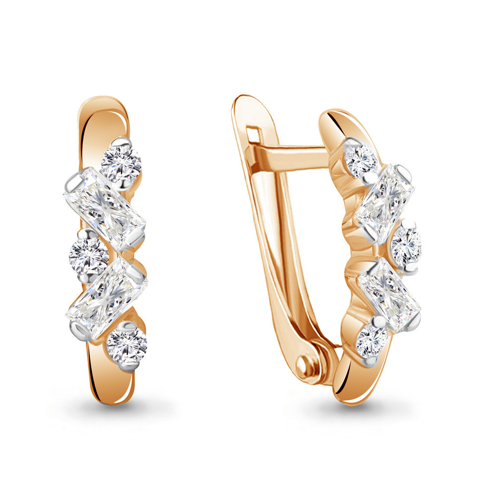Серьги серебряные классические Фианит Aquamarine 49135А.6 позолота коллекц. Baguette