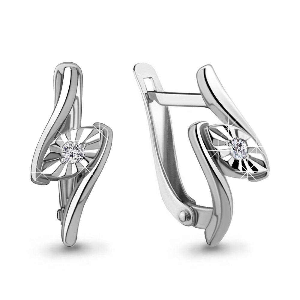 Серьги серебряные классические Фианит Aquamarine 49331.5 покрыто родием