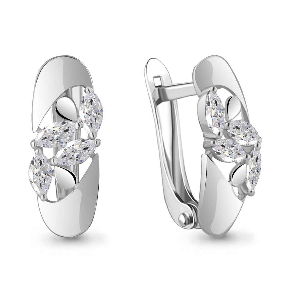 Серьги классические Aquamarine 49215.5 покрыто родием