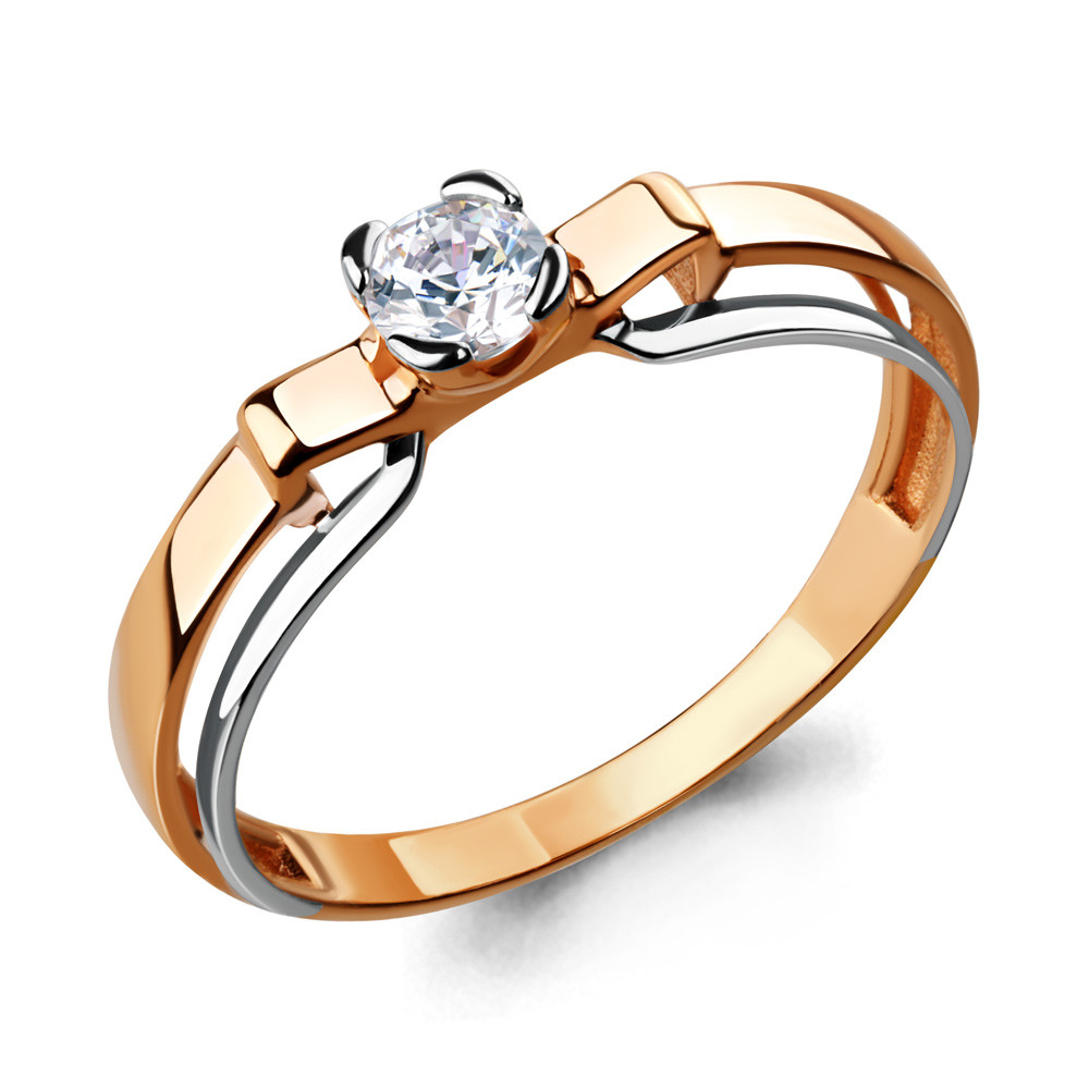 Серебряное помолвочное кольцо Фианит Aquamarine 66571.6 серебро с позолотой