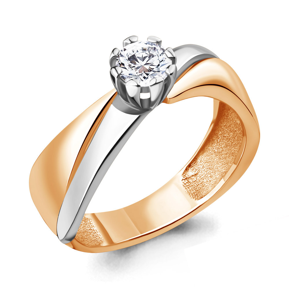 Серебряное кольцо Фианит Aquamarine 66033.6 позолота