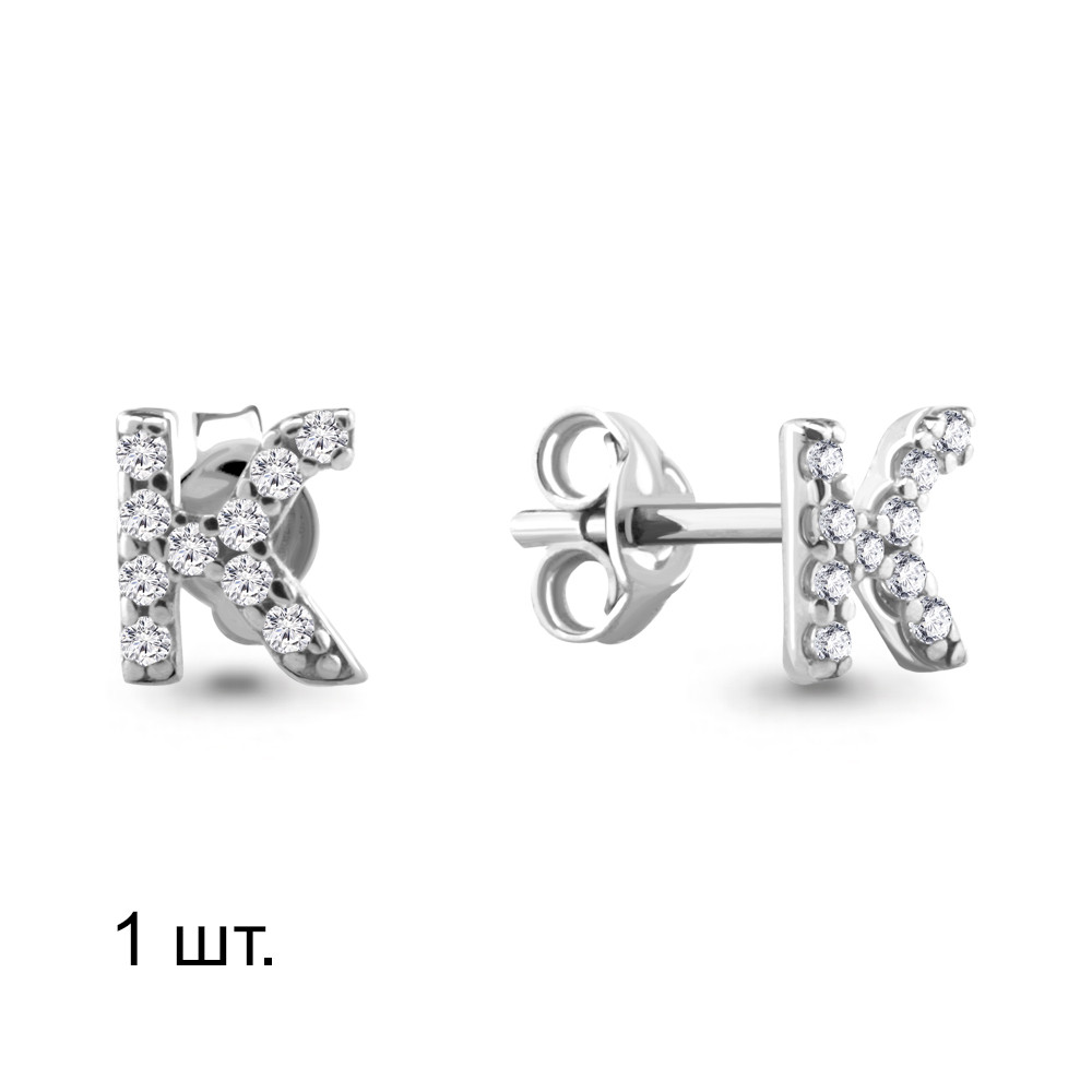Одиночная серьга из серебра Фианит Aquamarine 46557А.5 покрыто родием