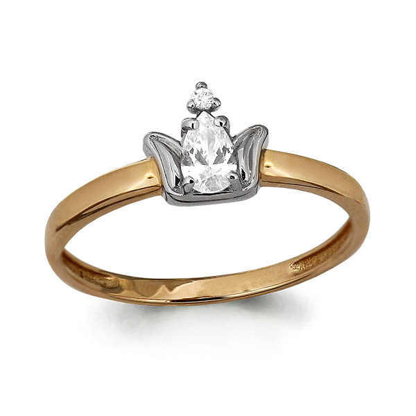 Серебряное помолвочное кольцо  Фианит Aquamarine 63848А.6 позолота