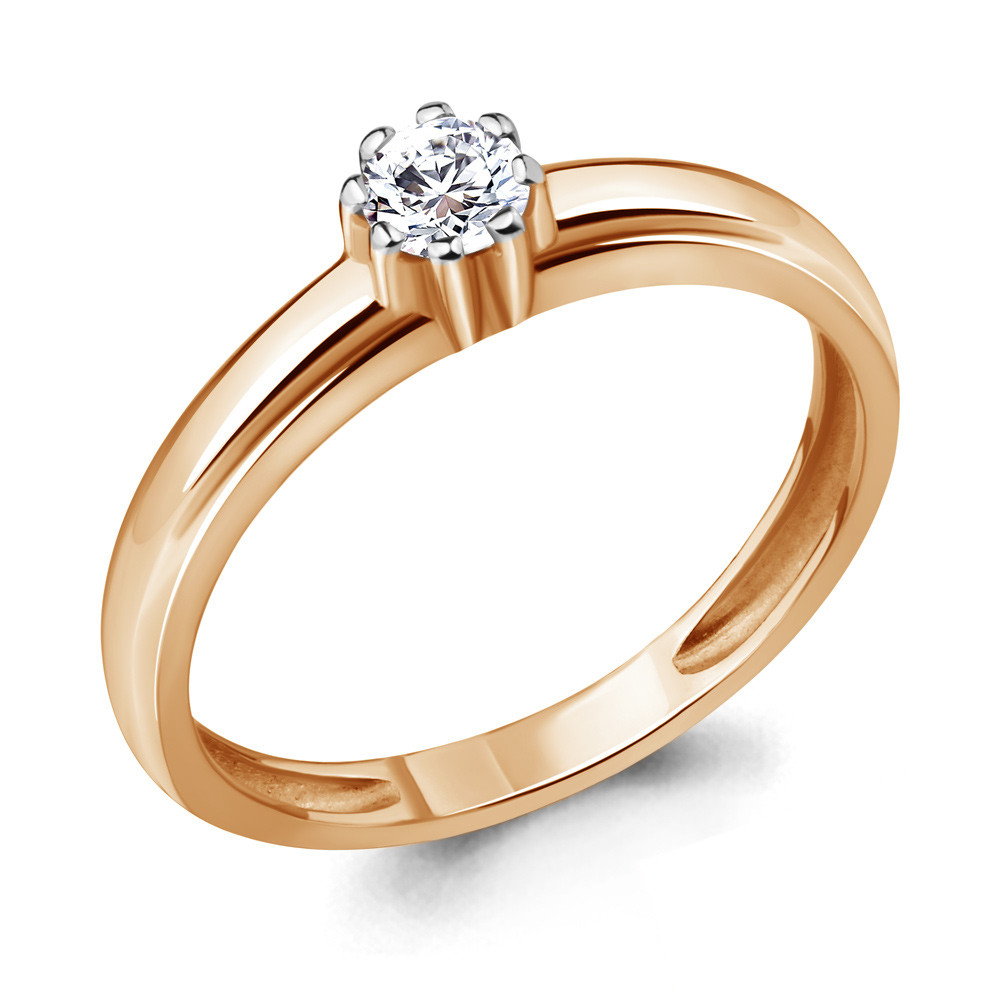 Серебряное кольцо Фианит Aquamarine 63260.6 позолота
