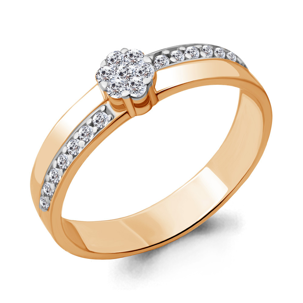 Серебряное помолвочное кольцо  Фианит Aquamarine 63064А.6 серебро с позолотой