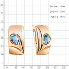 Серьги классика из серебра  Топаз Свисс Блю Aquamarine 4759805.6 позолота, фото 2