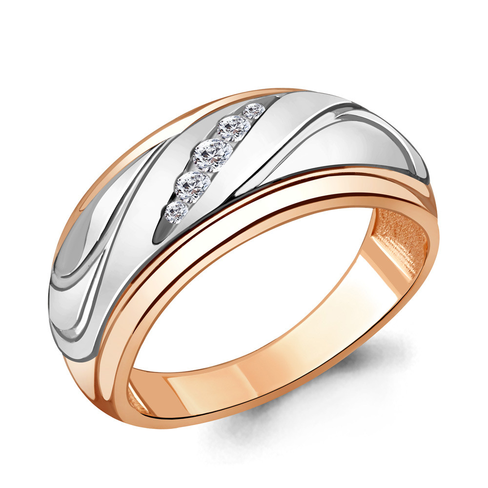 Серебряное кольцо Фианит Aquamarine 68561А.6 позолота